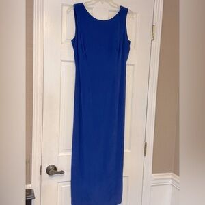 Maggy London Royal Blue Sheath Maxi Dress with Open Back